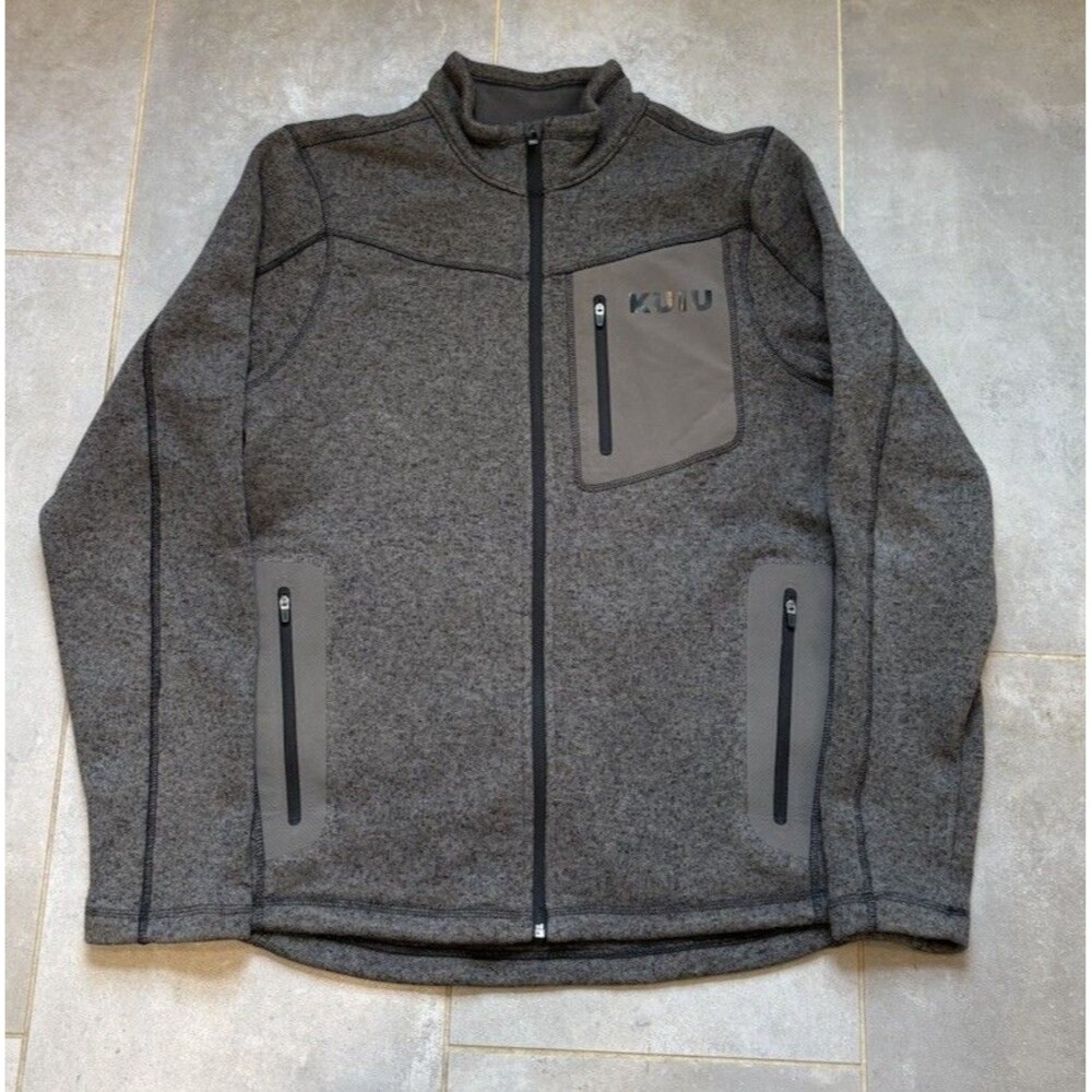 KUIU Base Camp Pullover Sweater Men Fleece M Charcoal Full Zip Loft Outdoor